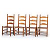 A Set of Four William and Mary-Style Cherrywood Splint Seat Ladder Back Split Seat Side Chairs