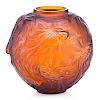 LALIQUE "Formose" vase, amber glass