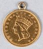 1857 Indian Head one dollar gold coin.