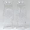 Pair of Bohemian Etched Glass Hurricane Shades