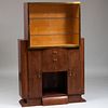 American Art Deco Brass-Mounted Hardwood and Glass Bookcase
