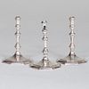 Group of Three Queen Anne Style Silver Candlesticks