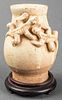 Chinese White Glazed Pottery Vase with Salamanders