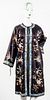 Japanese Floral Embroidered Black Silk Robe