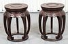 Chinese Carved Hardwood Side Tables, Pair