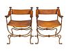 A Pair of Italian Renaissance Style Wrought-Iron Savanarola Chairs
Height 36 1/2 x width 26 x depth 20 inches.