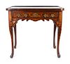 A Dutch Rococo Style Marquetry Side Table
Height 28 x width 28 3/8 x depth 16 1/2 inches.