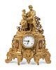 A Louis Philippe Gilt-Metal Figural Mantel Clock
Height 18 x width 14 1/2 x depth 4 1/2 inches.