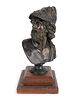 A Patinated Bronze Bust of a Menelaeus Height of bust 9 3/4 x width 7 inches; overall height 11 3/4 inches.
