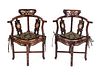 A Pair of Asian Mother-of-Pearl Inlaid Rosewood Corner Chairs
Height 33 x width 27 x depth 21 1/2 inches.