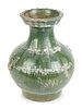 A Chinese Green-Glazed Terracotta Hu-Form Vase
Height 14 inches.
