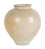 A Chinese White-Glazed Ceramic Ovoid Jar
Height 11 x diameter 9 1/2 inches.