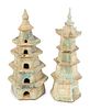 Two Chinese Glazed Terracotta Pagoda ModelsHeight of taller 17 inches.