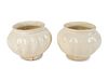 Two Chinese Qingbai Lobed Porcelain Jars
Height 4 x diameter 5 1/2 inches.