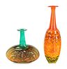 Two Kosta Boda Glass Face Vases
Heights 15 1/4 and 9 1/4 inches.