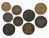 Nine Assorted Copper Coins