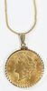 Liberty Head $20 Gold Coin on Chain 