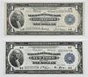 Two 1918 $1 Federal Reserve Bank Notes 