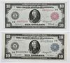 Two 1914 $10 Federal Reserve Notes 