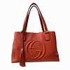 Gucci Red Leather Soho Tote Shoulder Bag