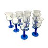 (9) Vintage Large Blue Stem Wine Glasses