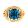 A Damaskos Athena Gaia 18K London Blue Topaz Ring