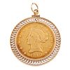 A 1849 Liberty Head $10 Gold Coin Pendant