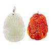 A Pair of Carved Jade Pomegranate Pendants