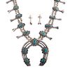 A Navajo Squash Blossom Necklace & Earrings
