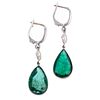 A Pair of Emerald & Diamond Drop Earrings in 14K