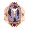 A Large Kunzite & Ruby Ring in 14K Rose Gold