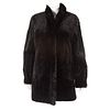 A Black Sheared Mink Reversible Raincoat