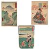 Hiroshige/Toyokuni III. Three Woodblock Prints