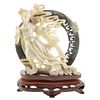 Chinese Carved Quan yin with Halo