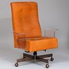 Vladimir Kagan Lucite Orange Suede Upholstered Desk Chair