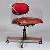 Vladimir Kagan Red Leather Upholstered and Lucite Desk Chair