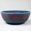 Small Rookwood Pottery Blue Glazed Bowl Decorated with Stylized Flowers