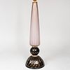 Murano Internally Decorated Lavender and Black Glass Table Lamp