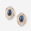 A pair of sapphire, diamond, and fourteen karat gold earrings,
