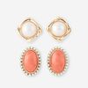 Two pairs of fourteen karat gold and gem-set earrings,