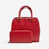 A red epi leather handbag and matching wallet, Louis Vuitton, Pont Neuf PM, Paris