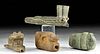 3 Native American Woodlands Stone Pipes & 1 Axe Head