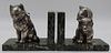 Pair of Art Deco Silvered Bronze & Marble Bookends