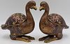 Pr of Chinese Cloisonne Duck Form Incense Burners.