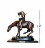 Large Patina-ted Bronze Man on A Horse, H 21"