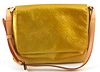 Louis Vuitton Golden Yellow Thompson Street Shoulder Bag, with golden brass hardware and adjustable vachetta leather strap, opening to a grey calf lea