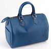 Louis Vuitton Blue Epi Leather 25 Speedy Handbag, with golden brass hardware, opening to a blue suede interior with small pocket and key ring holder, 