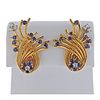 Mid Century 14k Gold Diamond Sapphire Earrings 