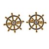 18k Gold Diamond Nautical Ship Wheel Cufflinks 