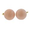 18k Gold Coral Button Earrings 